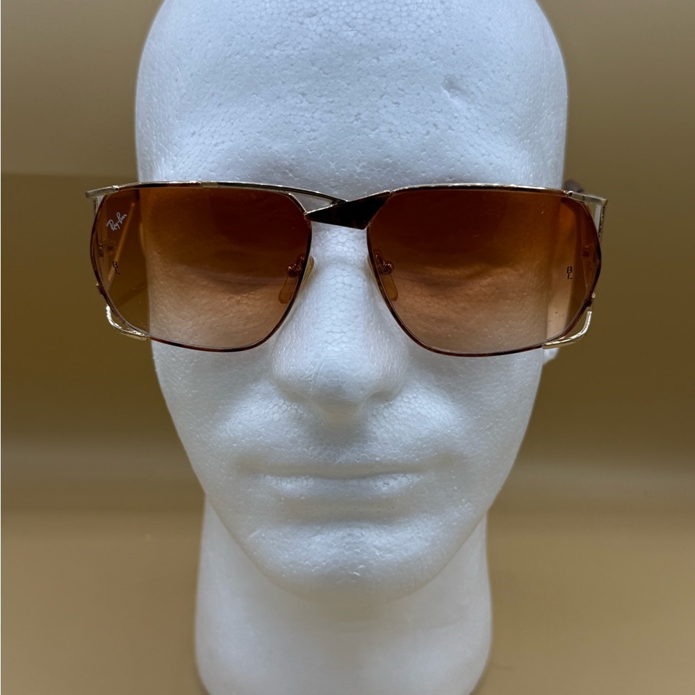 Rare Vintage Bausch & Lomb  Ray Ban Sunglasses Brown Geometric Shape With Case